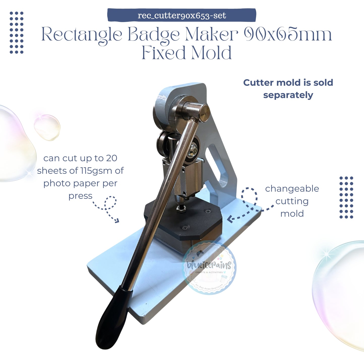 Rectangle Badge Maker 90x65mm- Fixed Mold [ON HAND]
