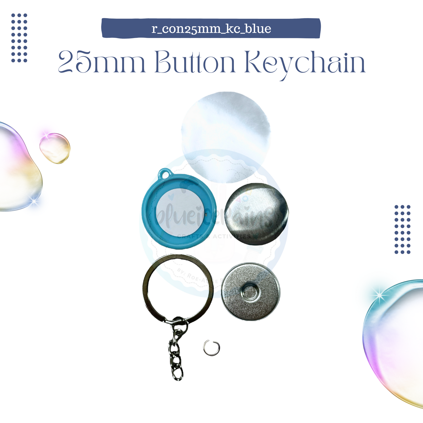 25mm Round Button Consumable - 1 Side Keychain PINK/BLUE [ONHAND]