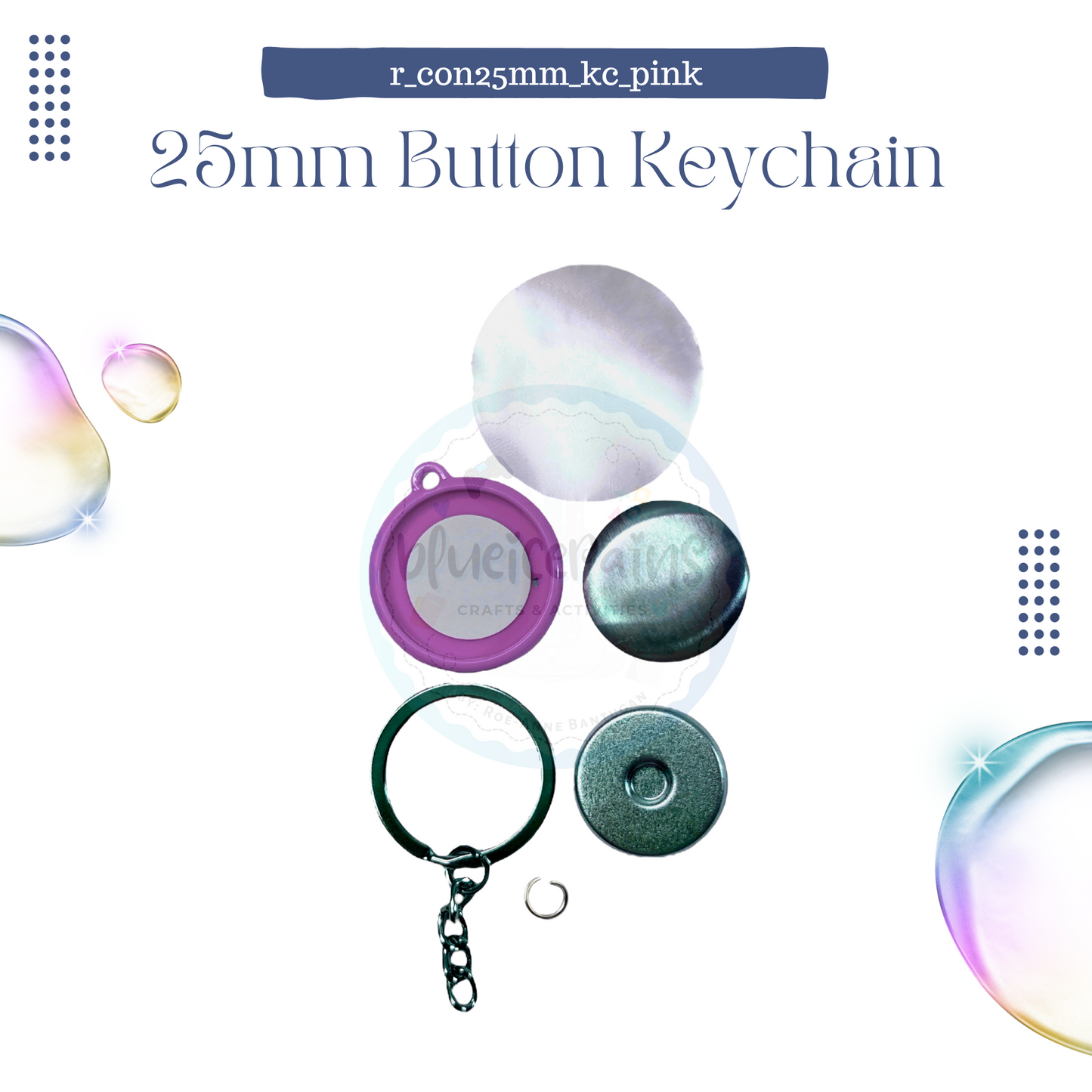 25mm Round Button Consumable - 1 Side Keychain PINK/BLUE [ONHAND]