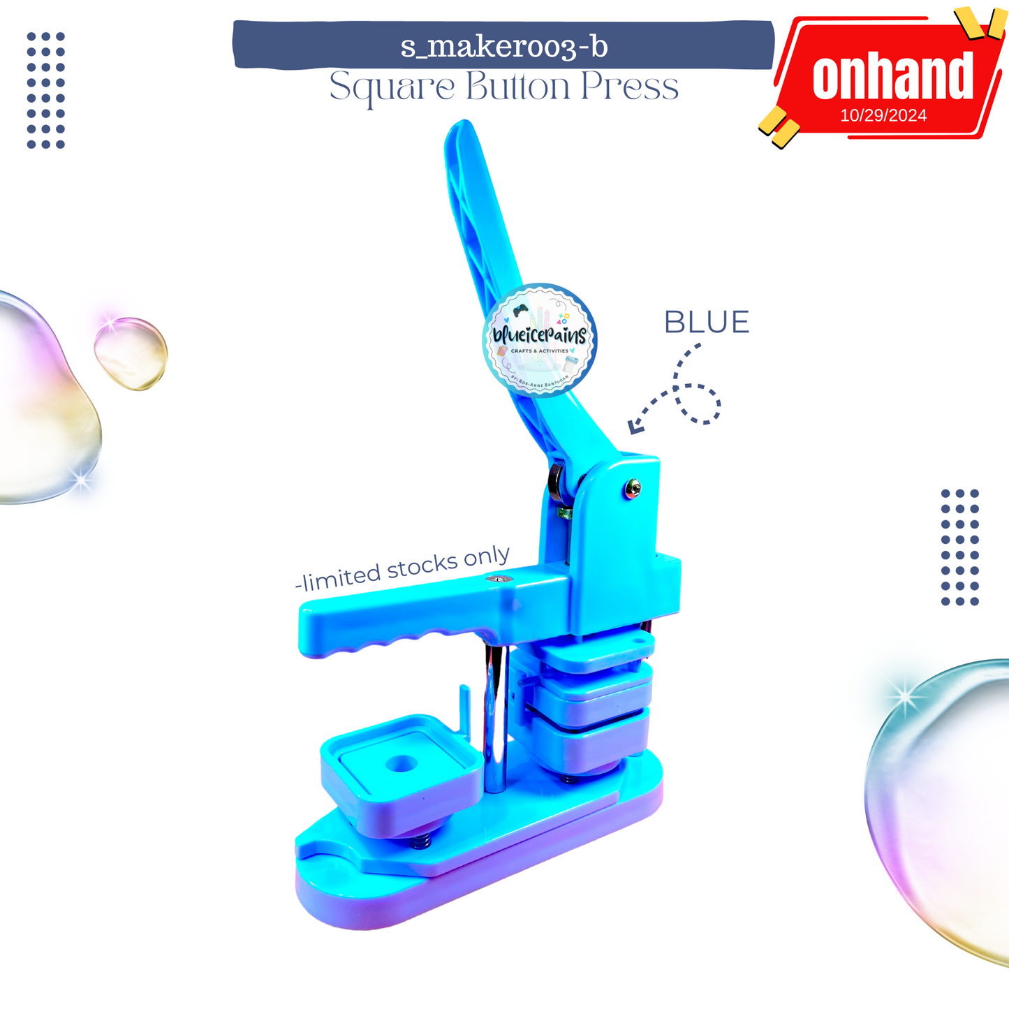 Button Press Square Plastic - ON HAND
