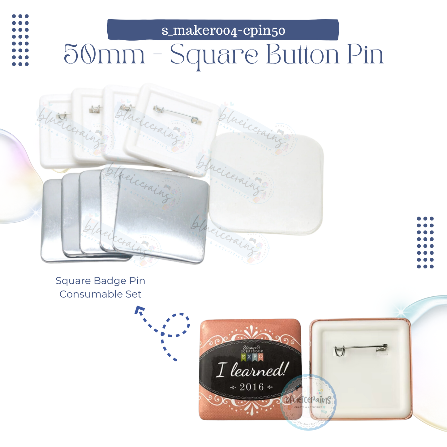 Square Button Press Consumables - Pin Badge [ONHAND]