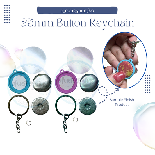 25mm Round Button Consumable - 1 Side Keychain PINK/BLUE [ONHAND]