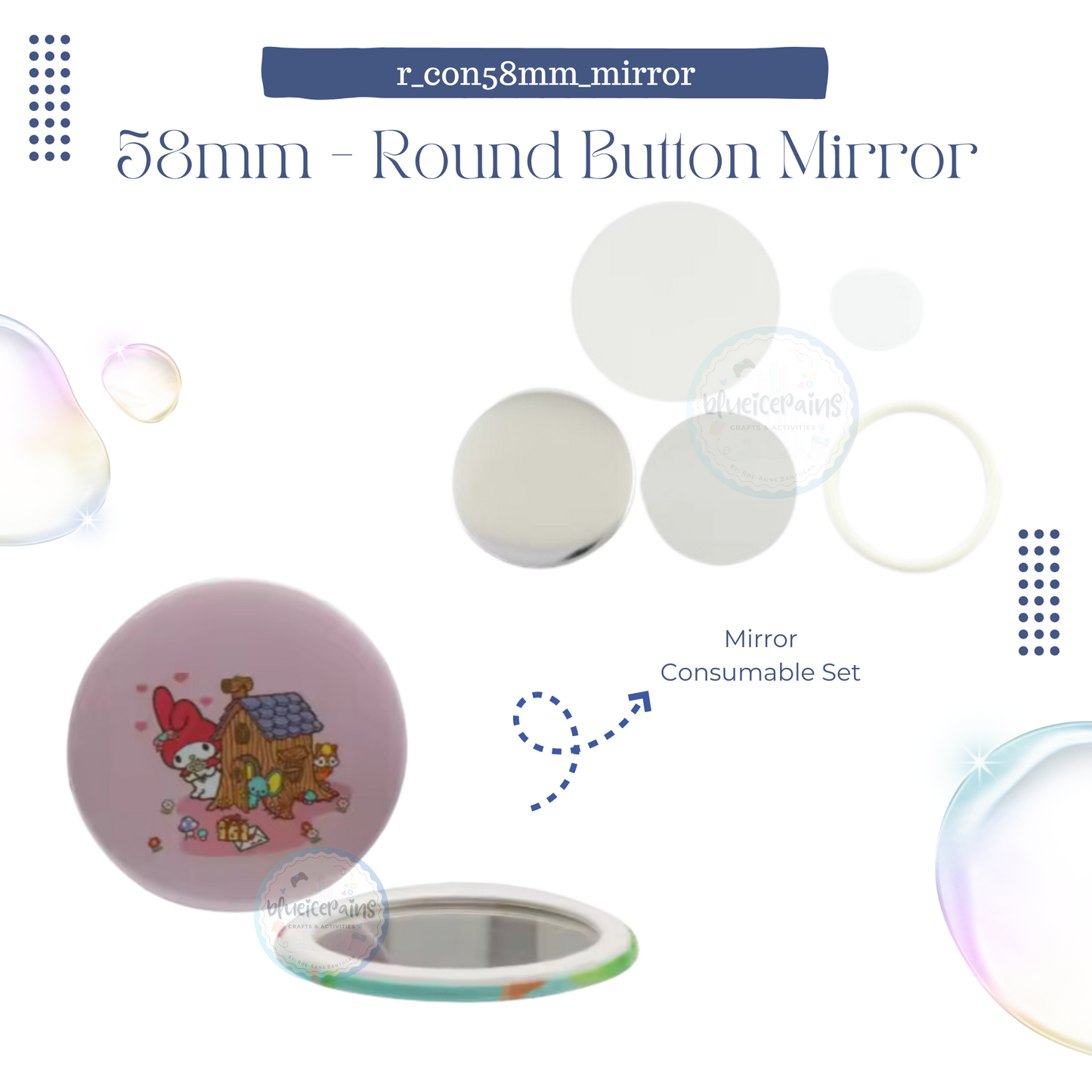 58mm Round Button Consumable - Mirror Badge [ONHAND]